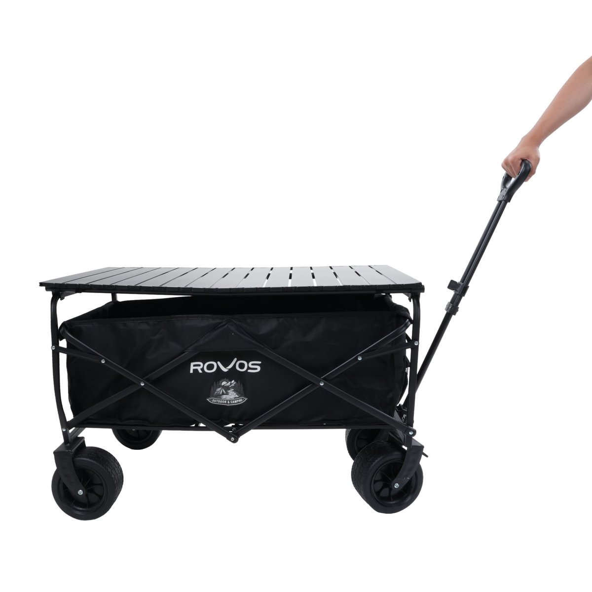 PİKAS ROVOS XXL Katlanır Kamp Arabası 150 kg | Frenli Büyük Tekerlekli Kamp ve Plaj Taşıma Arabası | Geniş Hacimli Katlanabilir Piknik Arabası | Oxford Kumaş Siyah (MASALI)
