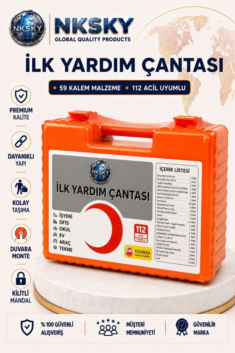 Premium Ecza Dolabı Duvara Monte İlk Yardım Çantası İş Yeri Ofis Araç Ev İçin İlk Yardım Seti