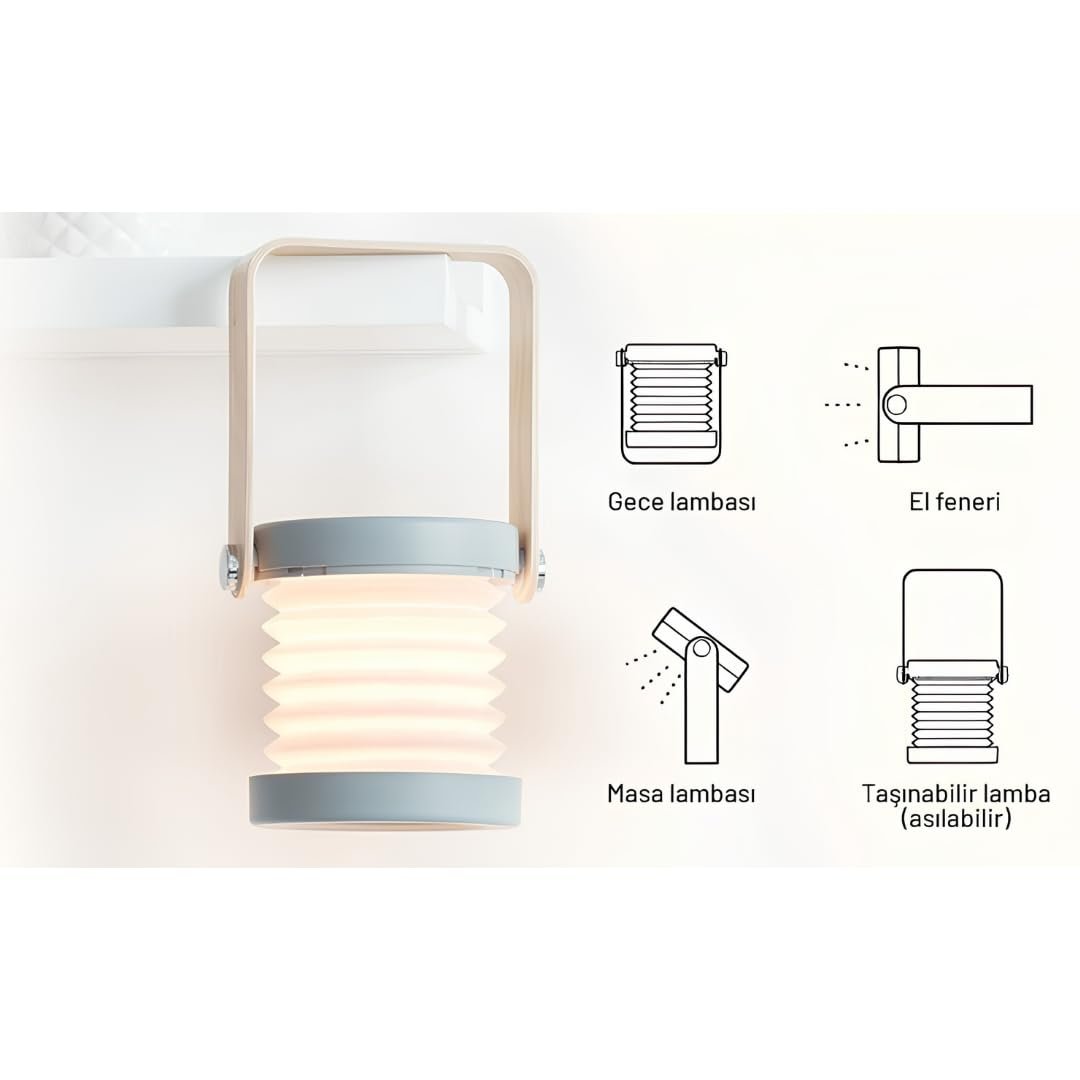 Kamp Lambası Feneri Vintage LED Kamp Feneri Suya Dayanıklı Açık Yürüyüş için Kamp Işık Lambası Elektrik Kesintisi Acil Ev Arka Bahçe Verandası Balkon Teras (Lüx Akordiyon)