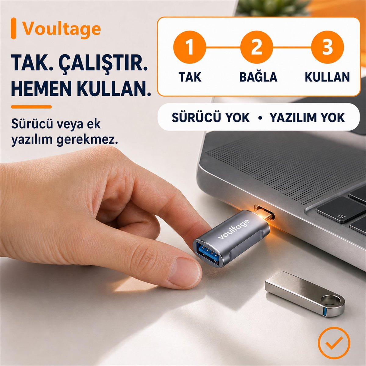 Type-C to USB-A Dönüştürücü - USB 3.0 OTG Adaptör, 5 Gbps Yüksek Hızlı Veri Aktarımı, MacBook, Samsung Galaxy, Iphone 15/16/17, Laptop ve Akıllı Telefonlar İçin Tak Çalıştır Çevirici