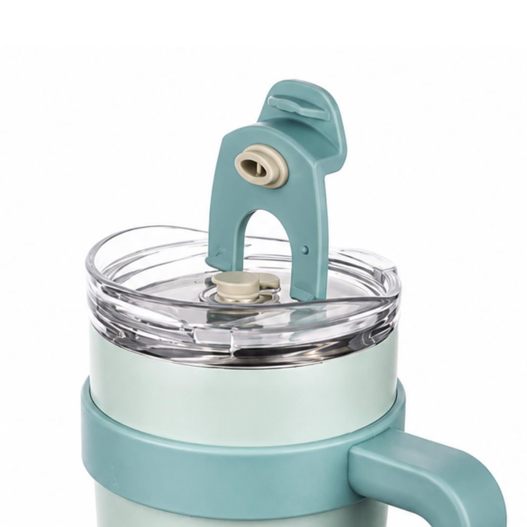 Paslanmaz Çelik,%100 Sızdırmaz, Çift Katmanlı, Pipetli, Saplı Termos Bardak, Termal Matara 1000 ml (Mor+Turuncu)