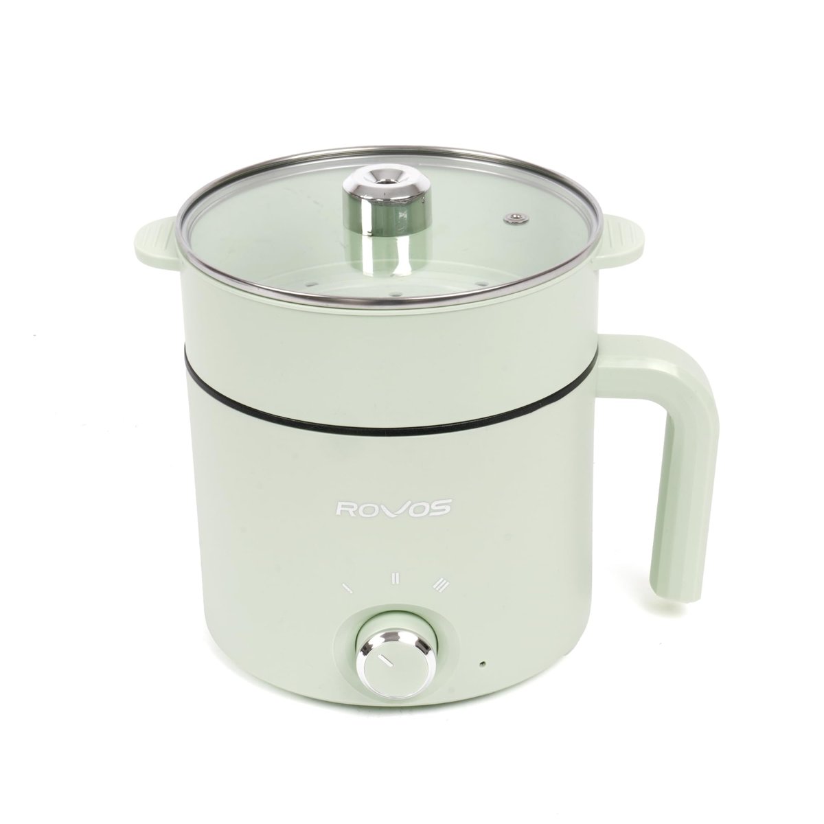 Pikas ROVOS RV-5100 Elektrikli Mini Tencere 1,8 L, Buharlı Pişirme Aparatlı, Yapışmaz Tencere, Ramen, Makarna, Çorba ve Yemek Pişirici