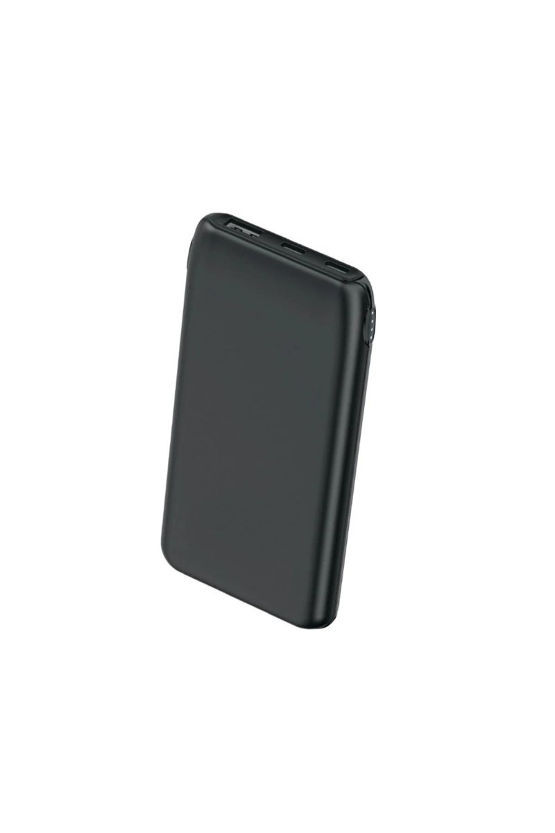 LKP-55 10000 mAh Slim Taşınabilir Şarj Cihazı Powerbank | Çift USB-C & USB-A Portlu, Aynı Anda 3 Cihaz Şarj Destekli Siyah Powerbank