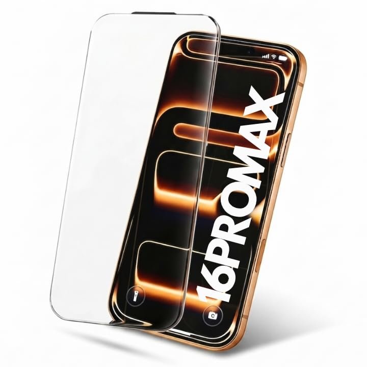 [ÇERÇEVESİZ EKRAN KORUYUCU] İphone 16 Pro Max ile Uyumlu Yeni Nesil Saf Cam 300CC Ekran Koruyucu [Çerçevesiz - Borderless ], Toz Önleyici Ahize Filtresi, HD Ultra Netlik
