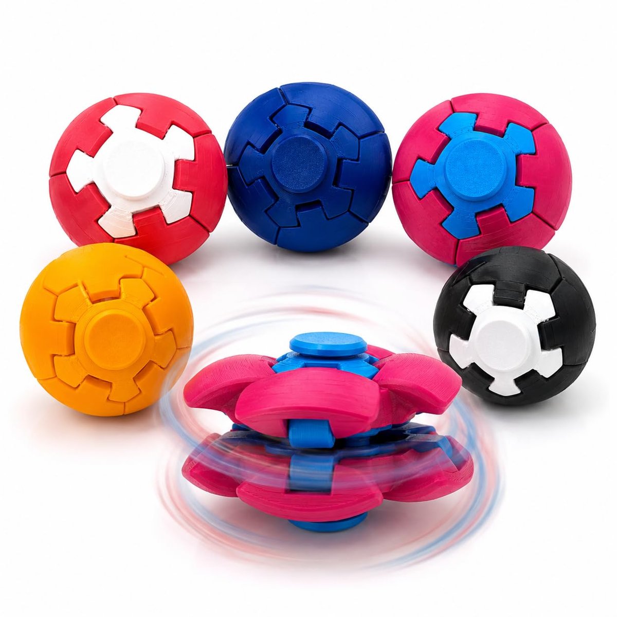 Talky Spinner Ball Stres ve Fidget Oyuncağı, Bas-Döndür Mekanizmalı Eğlenceli Dönen Top, Çocuk ve Yetişkinler İçin, Karışık Renk