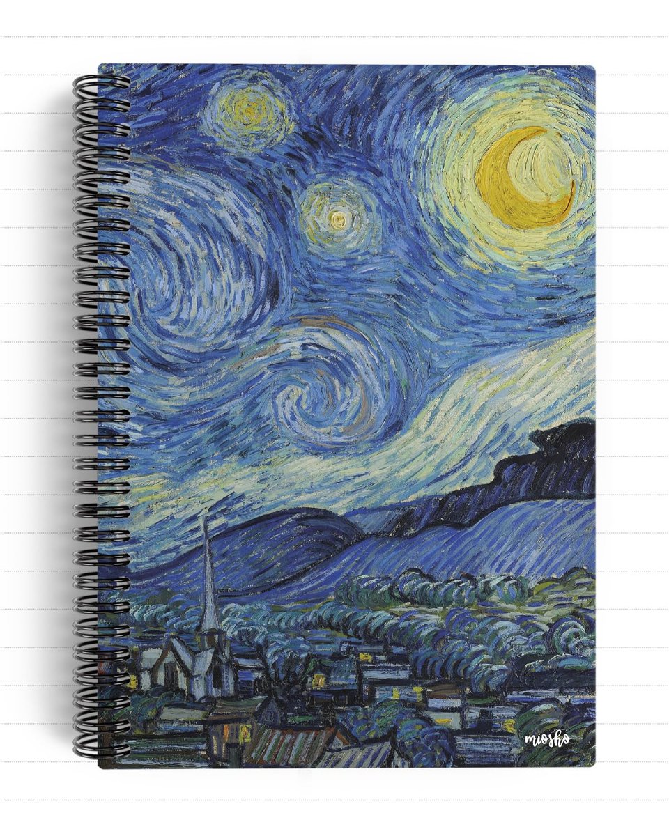 Vincent Van Gogh/The Starry Night,1889 | Spiralli Defter 22 | A5 | Çizgili | 100 Sayfa | Okul (Düz)