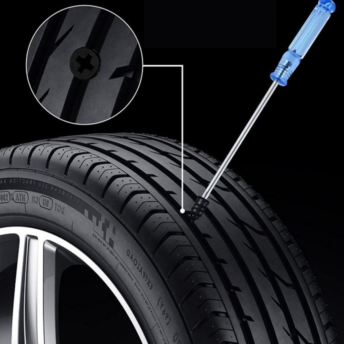 3'lü Set 13 Fitilli Tubeless Oto Lastik Tamir Kiti – T Kollu Aparat, Solüsyon ve Lastik Tamir Kauçuğu