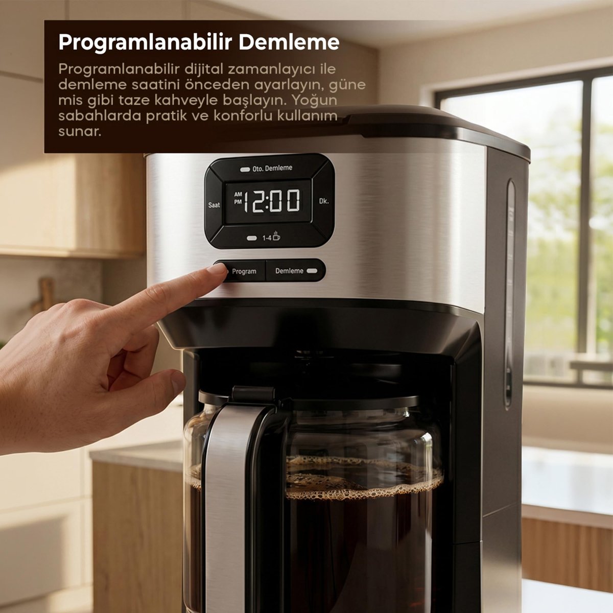 Sinbo SCM-9042 Otomatik Filtre Kahve Makinesi, 14 Fincan 1.8L Cam Hazne, Taşma Önleyici, Zaman Ayarlı, Yıkanabilir Hazne