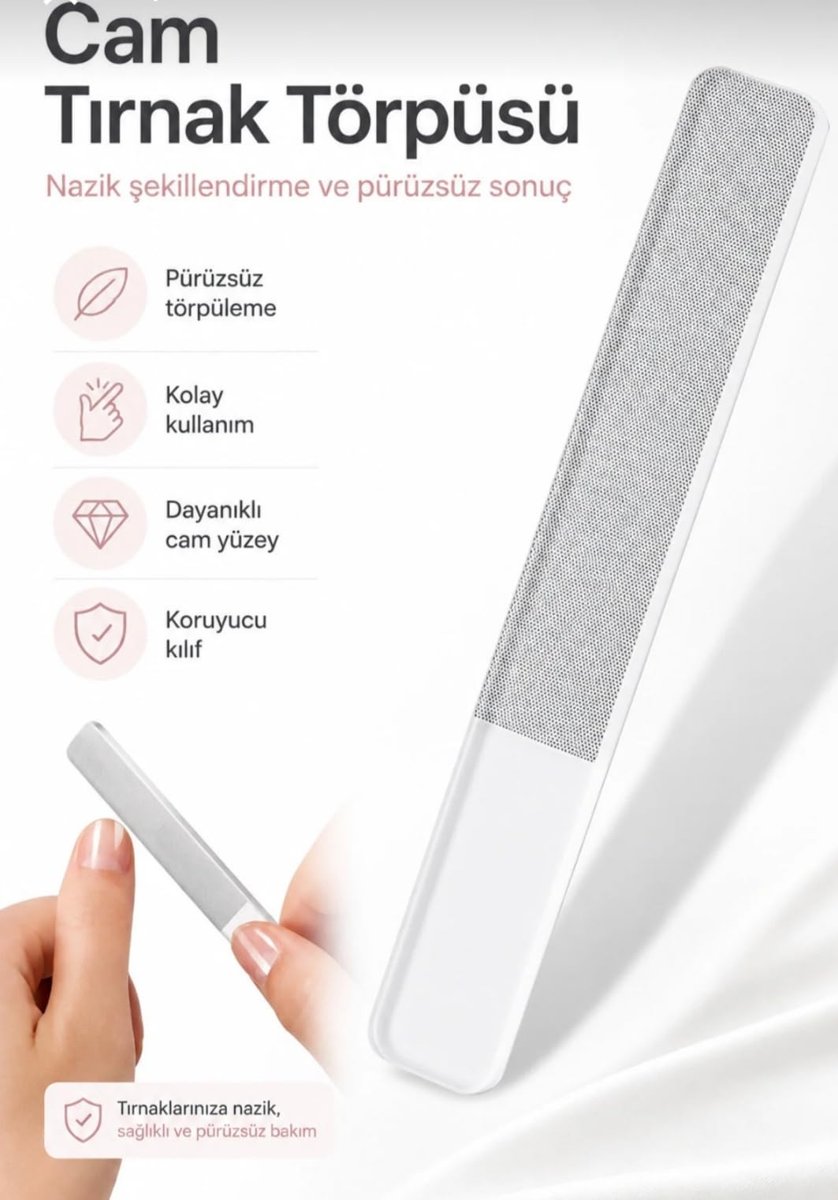 Cam Tırnak Törpüsü Manikür Parlatıcı, Koruyucu Kılıflı