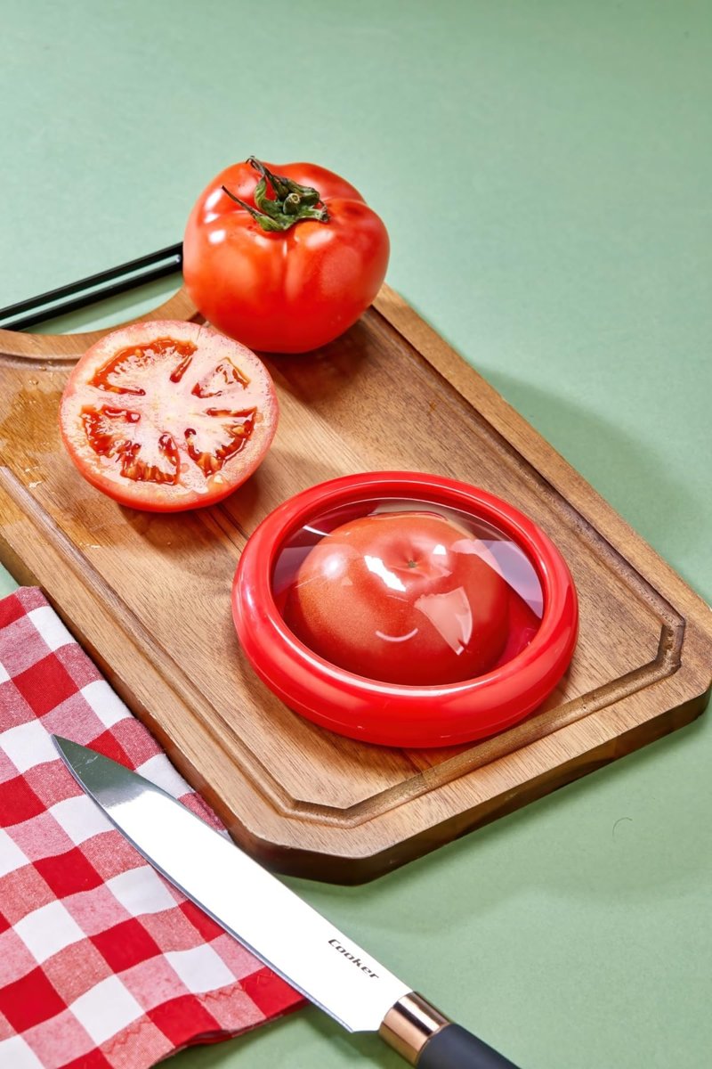 COOKER TERMOS FreshCup Yarım Meyve Sebze Saklama Kabı, Kırmızı, Hava Geçirmez Kapak YK1818