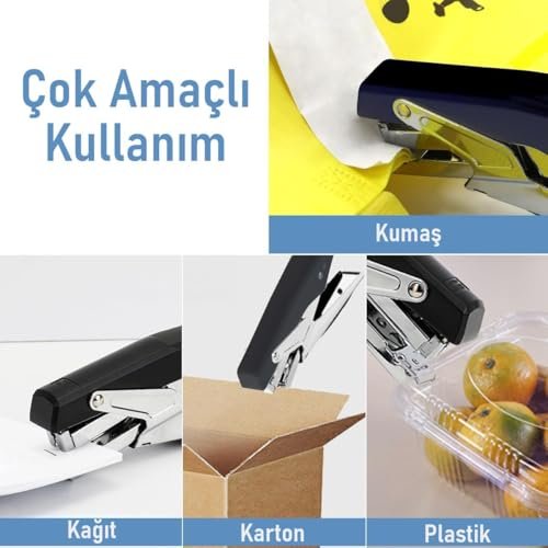 Valkyrie Profesyonel Metal Zımba Tabancası 60 Sayfa Kapasite 1000 Zımba Teli HEDİYE Ofis ve Ev Dayanıklı Siyah