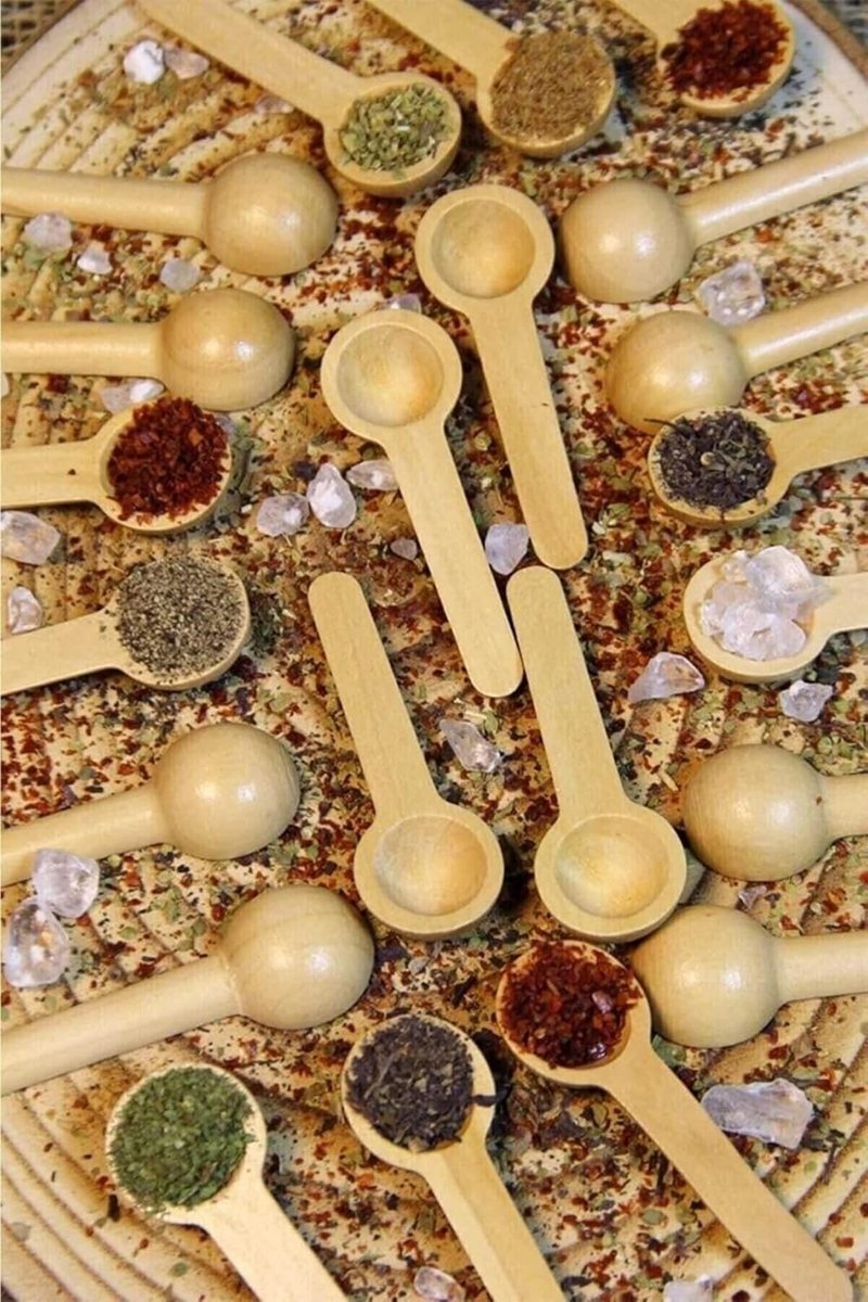 Porselen Diyarı Bambu Baharat Kaşığı ve Ölçek, Bambu Reçel ve Bal Kaşığı - 12 Adet