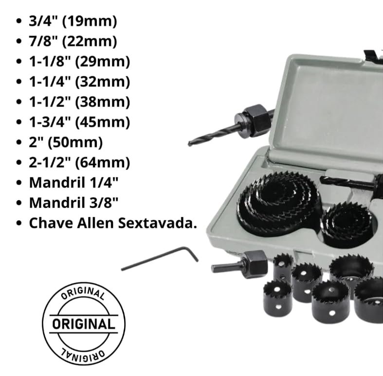 AEE® 11 Parça Buat Açma Panç Seti Duvar Ahşap Plastik Kartonpiyer Daire Delik Açma Aparatı Aleti Matkap Ucu Delici Testere