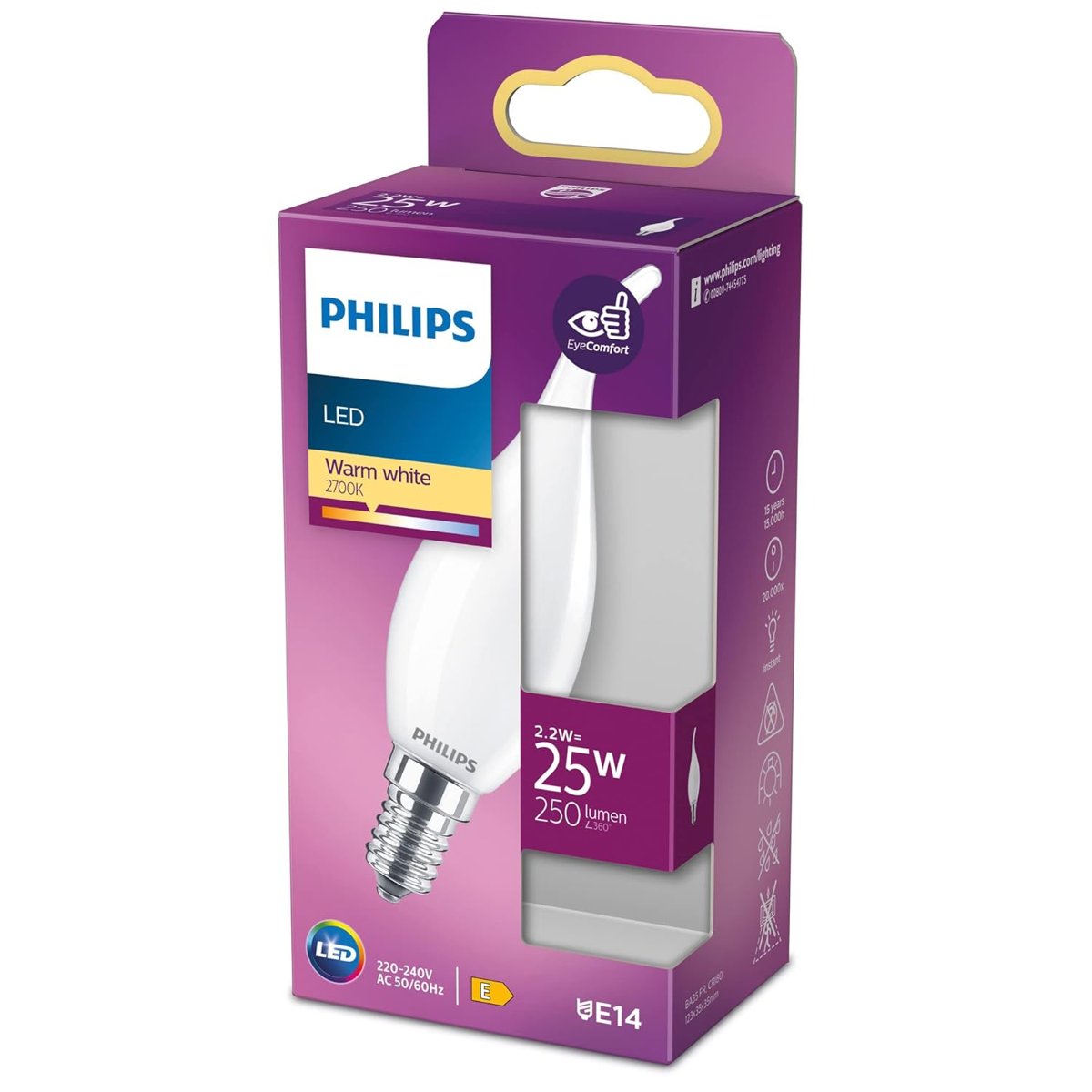 Philips LED Classic 25W BA35 E14 Mum Tipi WW Dim Edilmez Ampul