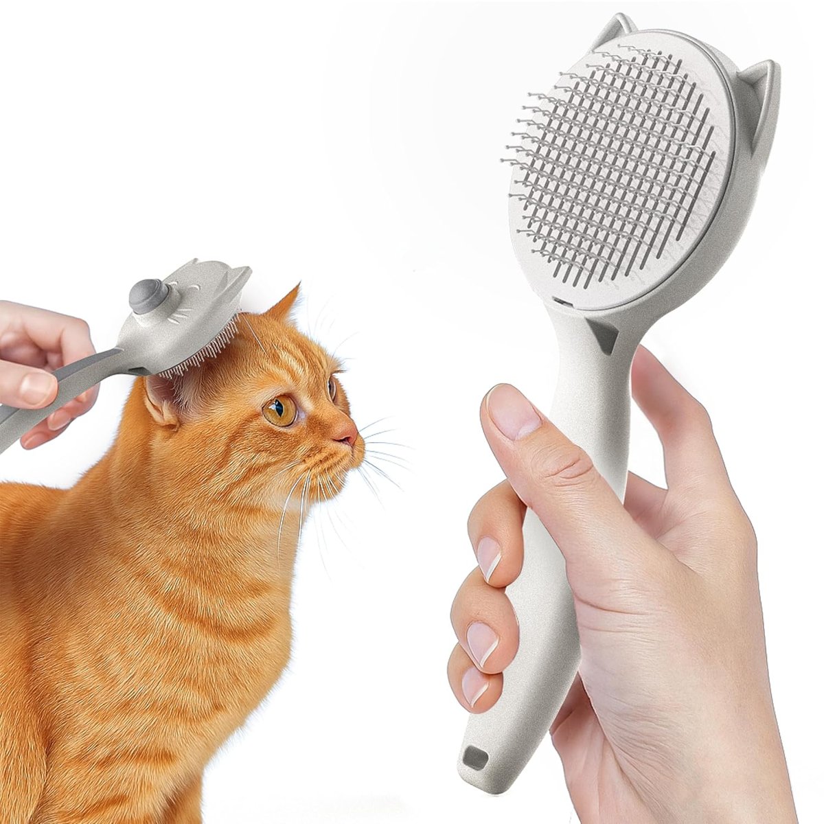 Kedi Köpek Tarağı – Otomatik Temizlenen Düğmeli Evcil Hayvan Tarağı, Masaj Etkili Yumuşak Tarama Fırçası, Kolay Temizlenen Pratik Kedi Tarak Fırçası (GRİ) ATAPET