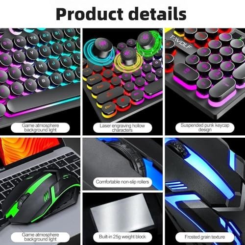 Valkyrie T-Wolf TF270 Rainbow RGB Mekanik Hisli Gaming Klavye Mouse Seti Punk Keycap İNGİLİZCE