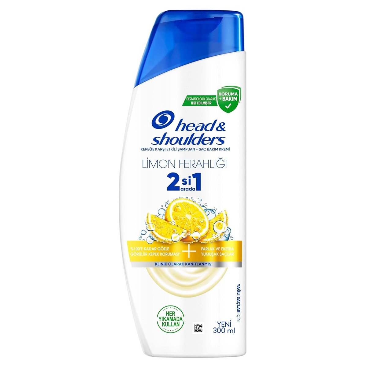 Head & Shoulders Limon Ferahlığı 2'si 1 Arada Yağlı Saçlar için Kepeğe Karşı Etkili Şampuan 300ml