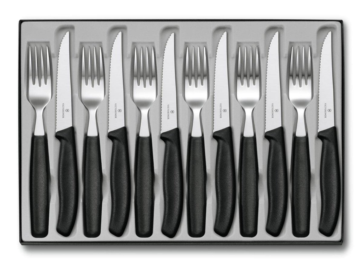 Victorinox sofra çatal bıçak seti ile biftek bıçağı, plastik, siyah, 40 x 25 x 3 cm, 12-birim
