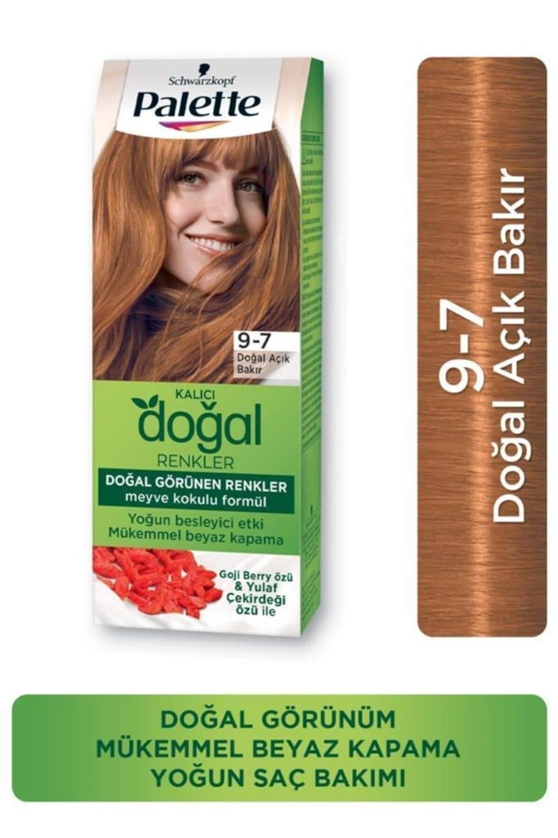 Palette Kalıcı Doğal Renkler Saç Boyası 9-7 Doğal Açık Bakır