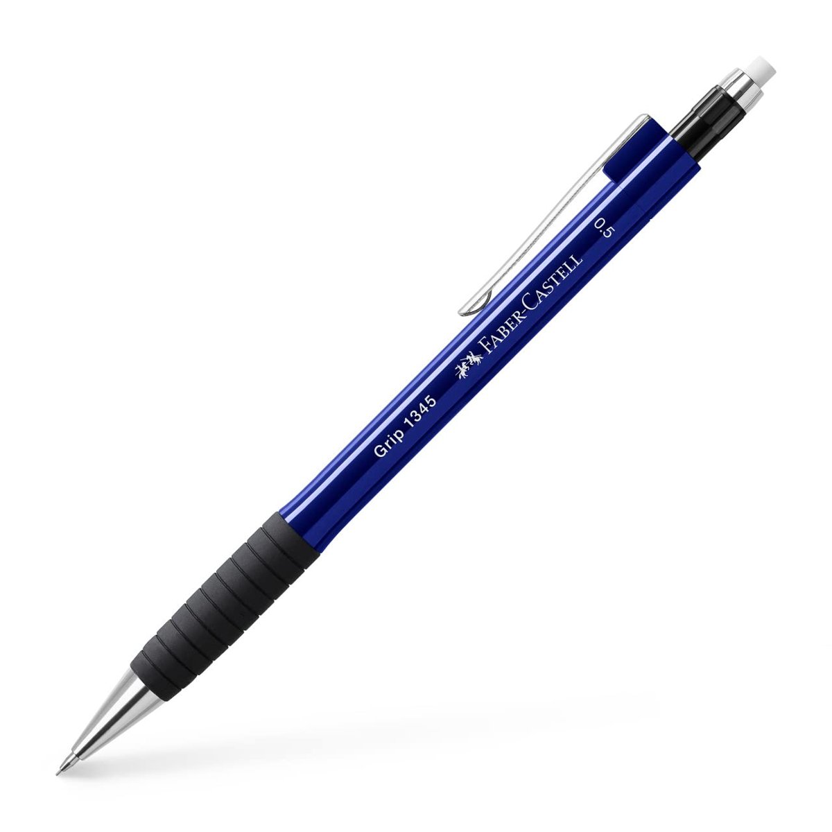Faber-Castell Grip 1345/47 Versatil Kalem, 0.5 mm, Lacivert, Ergonomik Tutuş, Yaylı Uç, Uzun Silgi, Modern Tasarım