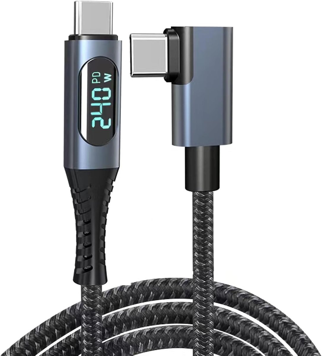 Coverzone USB 4 Kablo, Thunderbolt Kablo için Dik Açı PD 240 W Çift Destekler 8K HD Ekran USB C Kabl
