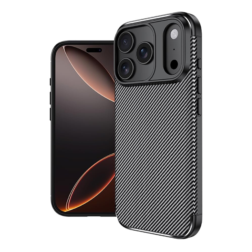 Senon Apple iPhone 17 Pro İçin Kılıf Zore Negro Silikon Kapak Karbon Görünümlü