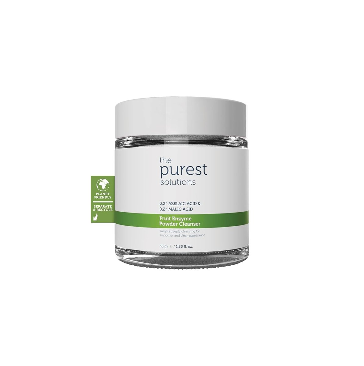 The Purest Solutions, Arındırıcı ve Canlandırıcı Tüm ciltler için Meyve Asitleri İçeren Toz Temizleyici 55 Gr (%0,2 Azelaik Asit & Malik Asit)