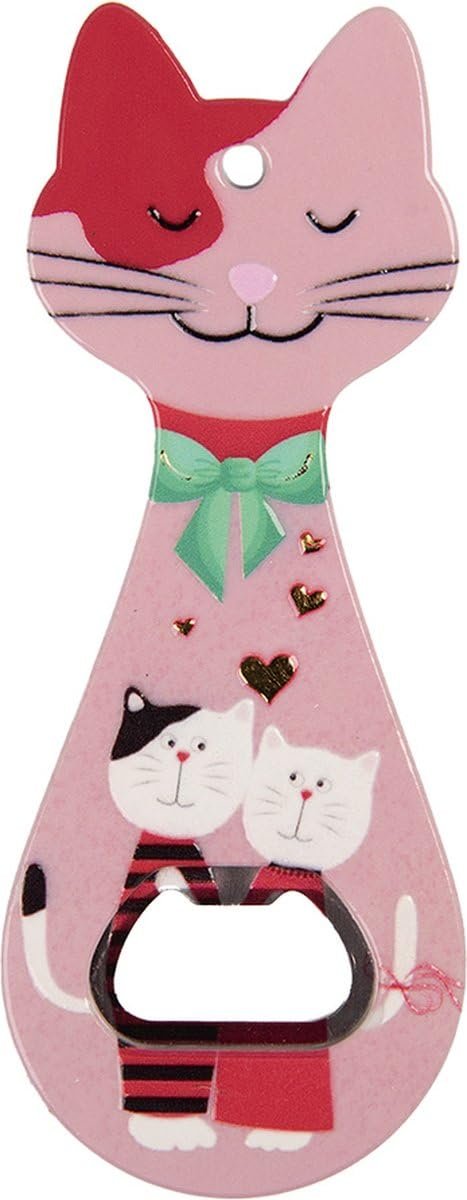 Miyav Kedi Şeklinde Mıknatıslı Şişe Kapak Açacağı, Buzdolabı Magnet Pembe, 5.5x14 cm, Seramik Kaplama (Pembe)