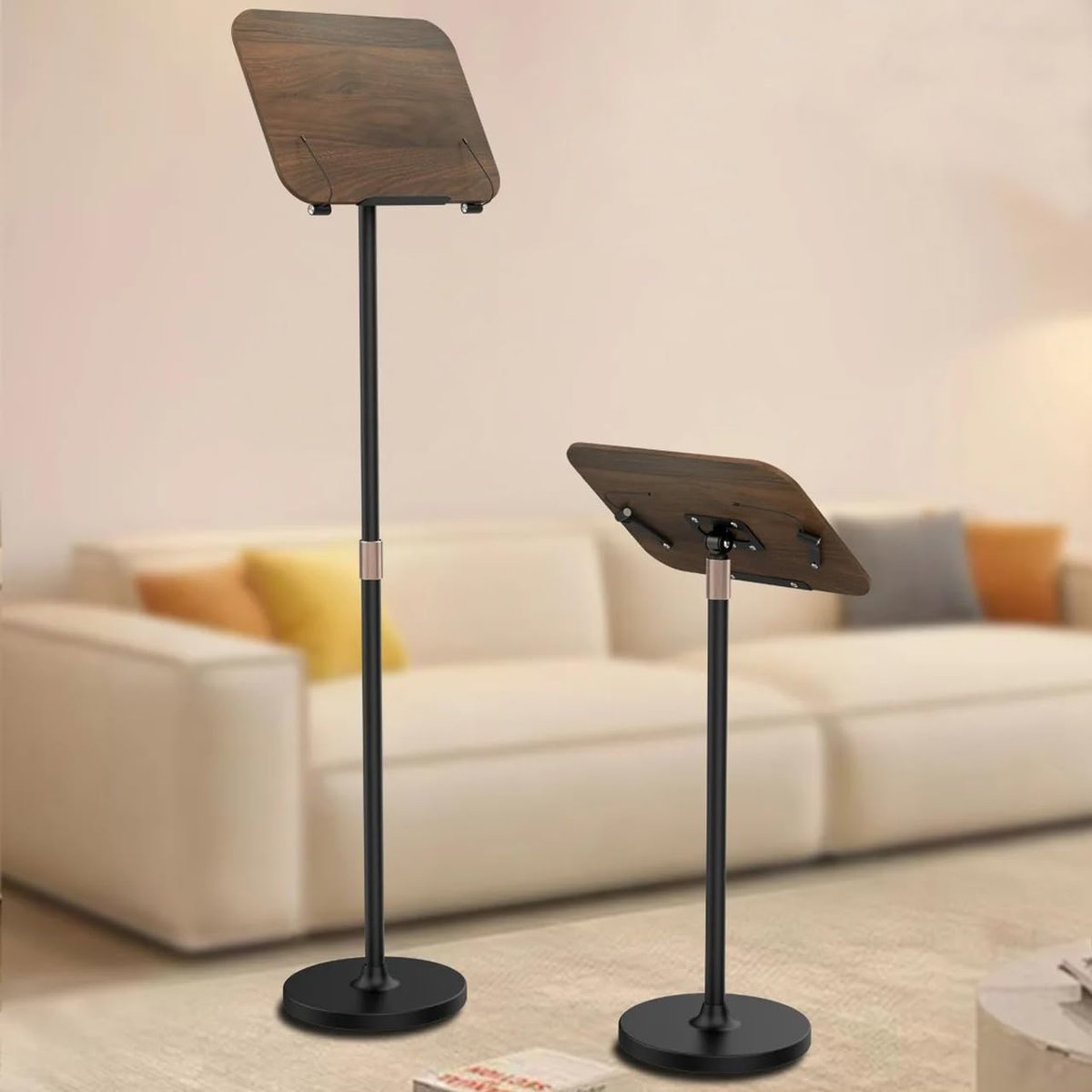 Coverzone Çok Amaçlı Kitap Okuma Standı 55cm Yükseklik – Laptop Tutucu, Nota Sehpası, Projeksiyon ve Sunum Standı, Katlanabilir Dayanıklı Metal  Ahşap Tasarım - S02