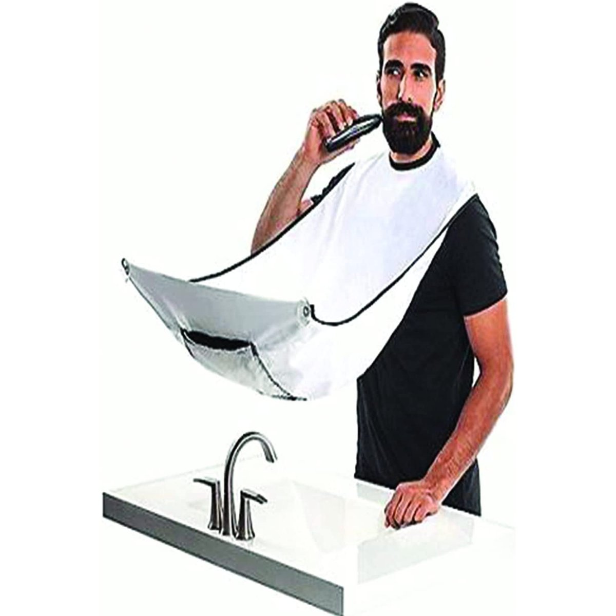 Sakal Traş Önlüğü, Standart EASYSO Sakal Kesme Örtüsü Berber/Kuaför Önlüğü Beyaz Tela Kumaş Çok Amaçlı Vantuzlu Pratik Kes  Temizle