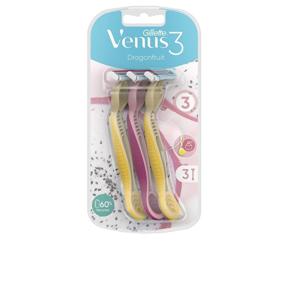 Gillette Venus 3 tek kullanımlık tıraş makinesi, kadın, 3 ejderha meyvesi kokulu tıraş makinesi