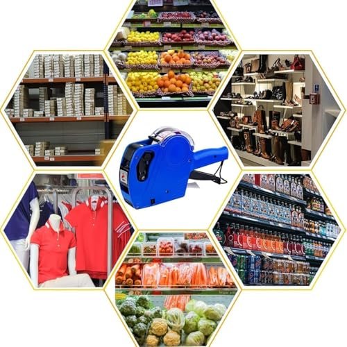 AEE® 8 Haneli Manuel Fiyat Etiketleme Makinesi – Etiket Tabancası – Mağaza, Market, Fabrika ve Laboratuvar Kullanımı İçin – Pratik El Tipi Etiketleme Makinesi (1 Sarı + 1 Beyaz Rulo Hediyeli)