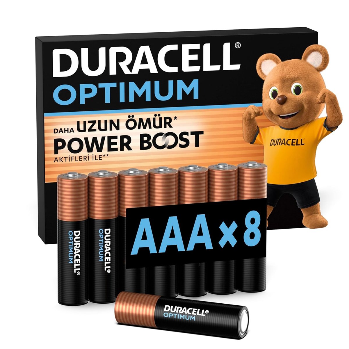 DURACELL OPTIMUM AAA Alkalin İnce Kalem Pil (8’li Paket) – 1,5V