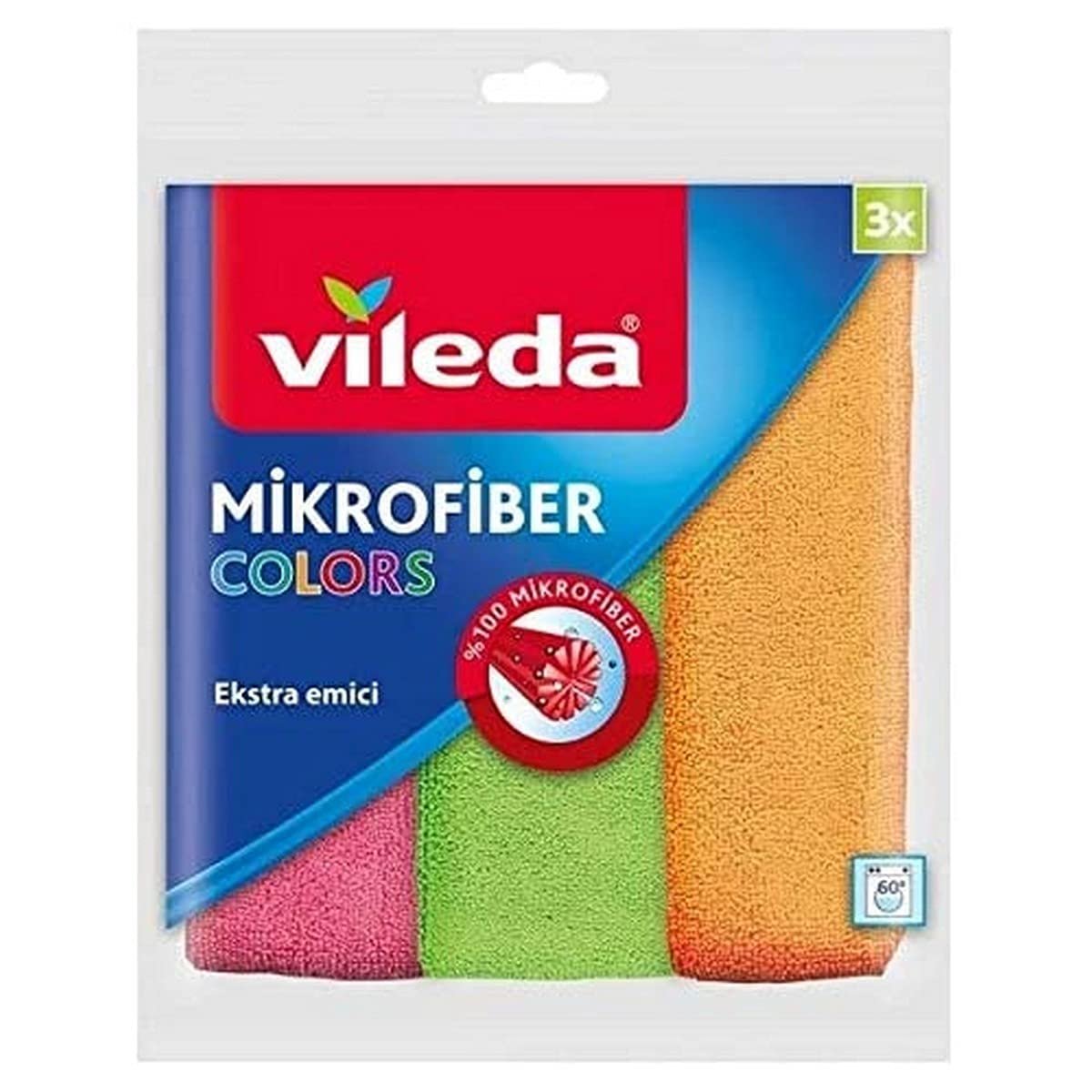 Vileda Mikrofiber Colors Bez, 3'lü Paket