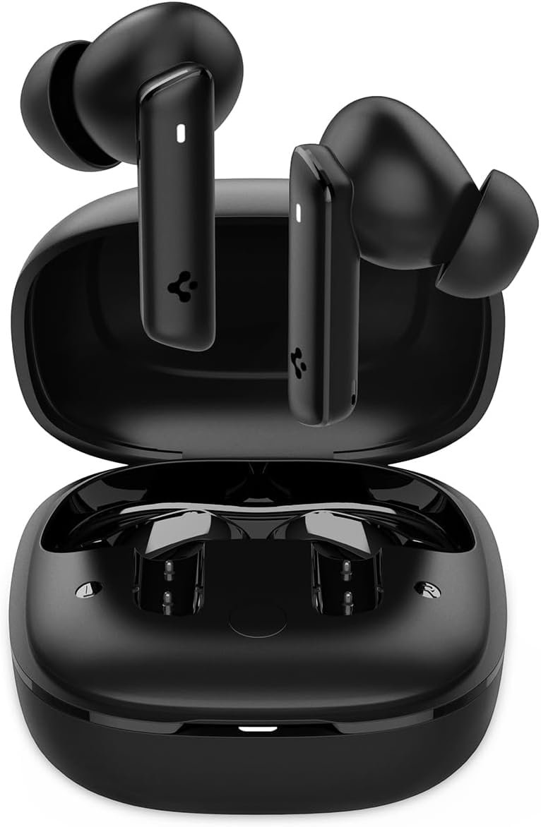 Spigen Audio TWS P20 Bluetooth Kablosuz Kulaklık - ANC Pro Aktif Gürültü Engelleme & 10mm Graphene Sürücü & 30 Saat & ENC 6 Mikrofon & Şeffaf & Gaming Mod iPX5 Siyah - ASD07888 (Spigen TR Garantili)