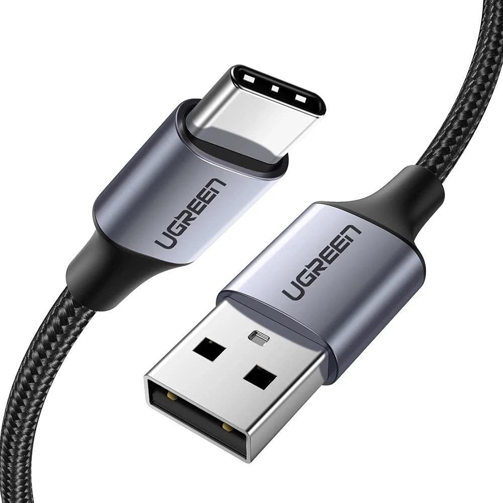 Ugreen Örgülü USB Type-C Şarj ve Data Kablosu, 1.5 Metre, Siyah