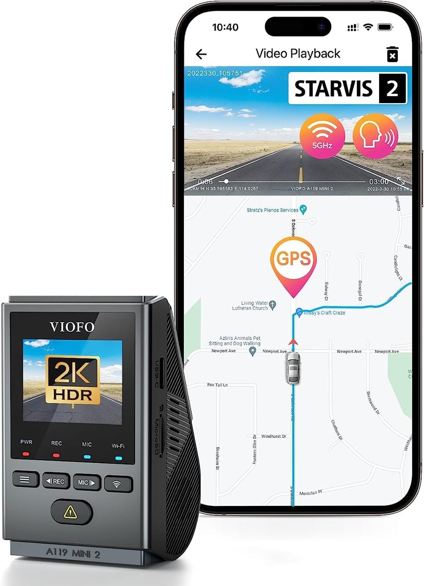 Viofo A119 Mini-2 HDR 2K 60FPS 5GHz WiFi ve GPS'li Araç Kamerası