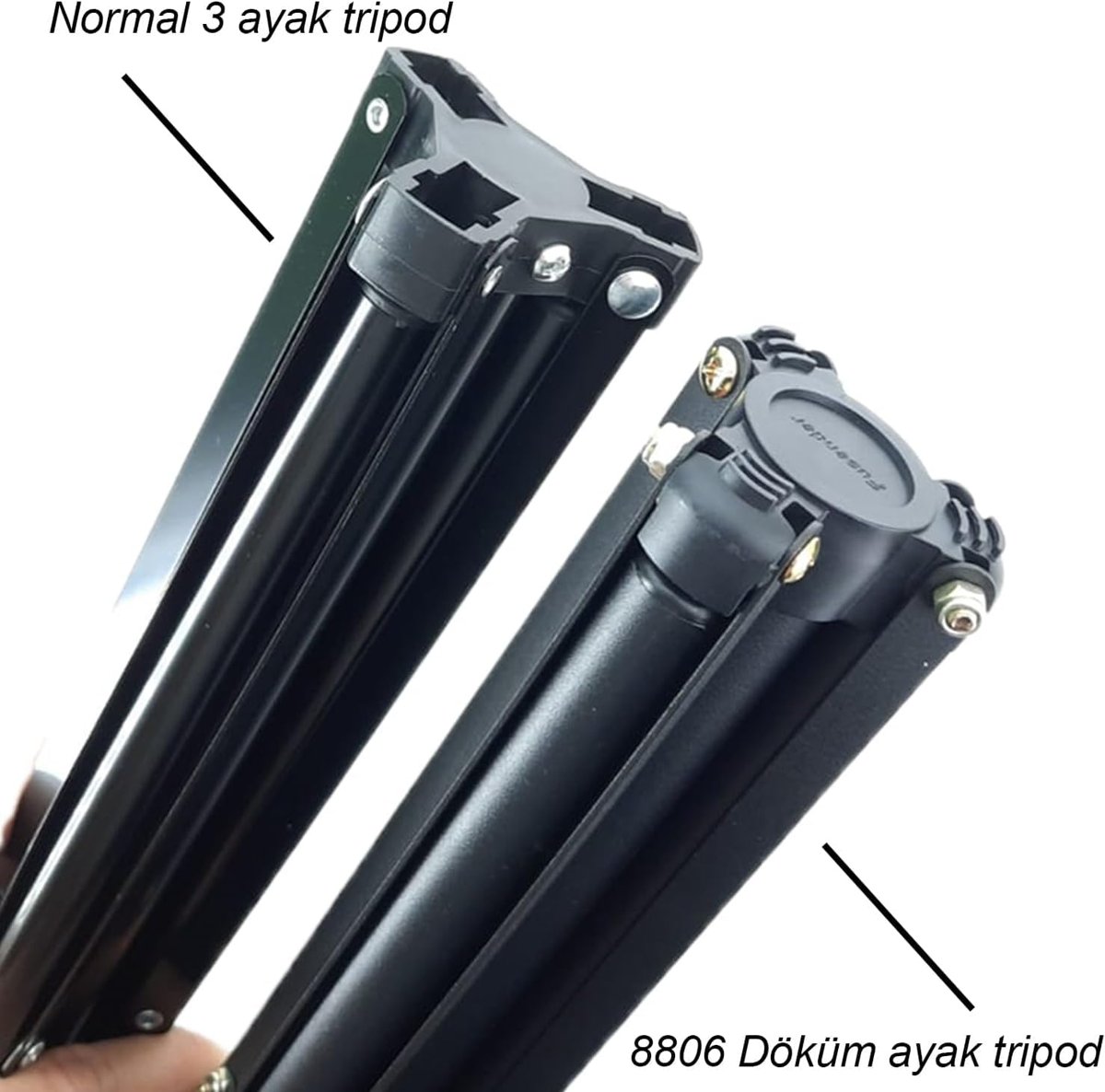 Coverzone Tripod Kamera Işık Ayağı Döküm Demir 940GR Fotoğraf Makinesi Kamera 70 cm-210 cm Açılabilir Katlanabilir Tripod Yayıncı Vlog Youtuber Işık Tripod Ayağı TR8806