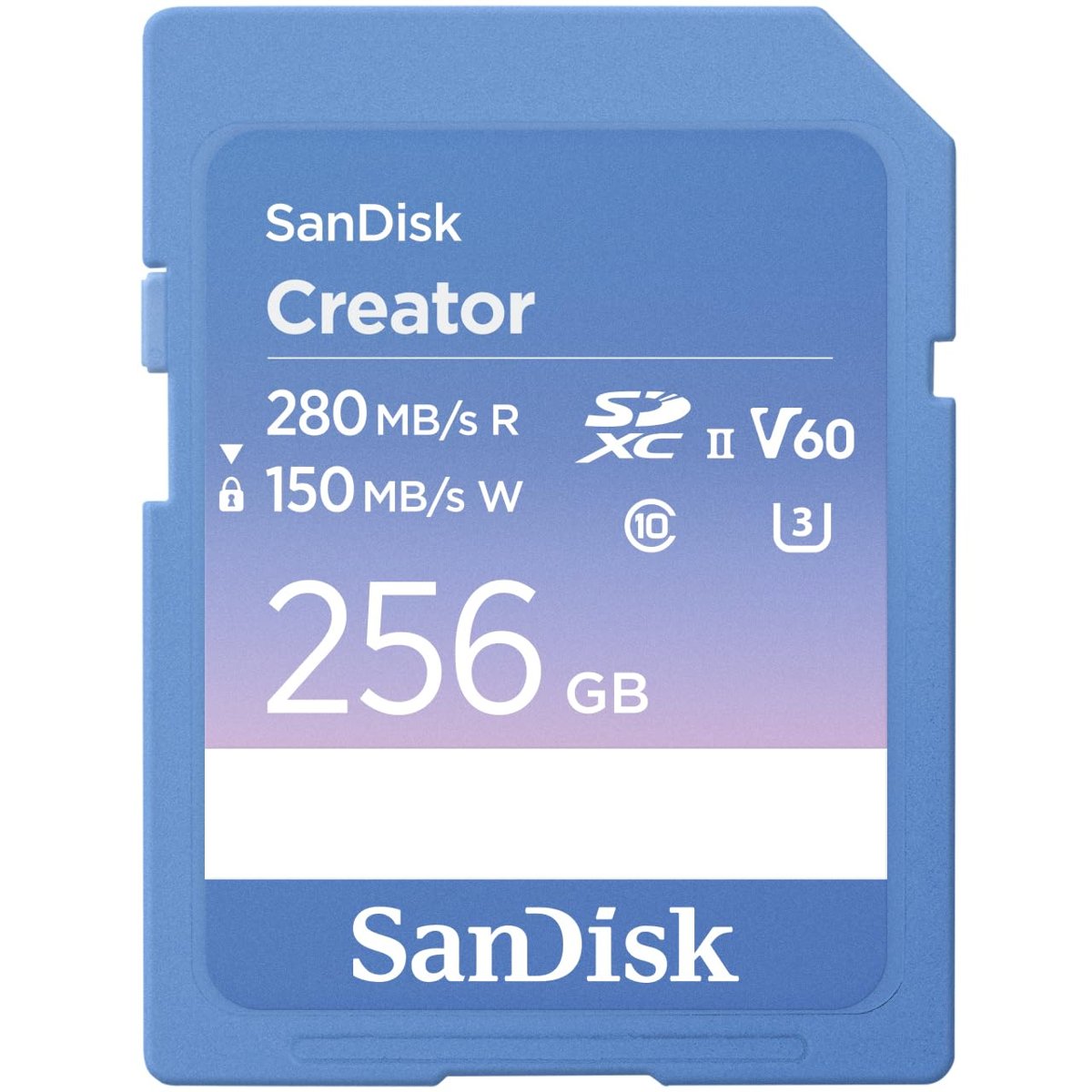 SanDisk Creator SDXC UHS-II 256 GB Bellek Kartı, V60, 6K & 4K UHD, Okuma Hızı, 280 MB/s'ye kadar, Su ve Toza Dayanıklı, RescuePro Deluxe, Class 10, U3, V60