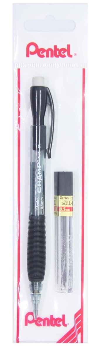 Pentel 0.5 mm Kauçuk Tutaçlı Versatil - Champ + Yedek Uç SİYAH