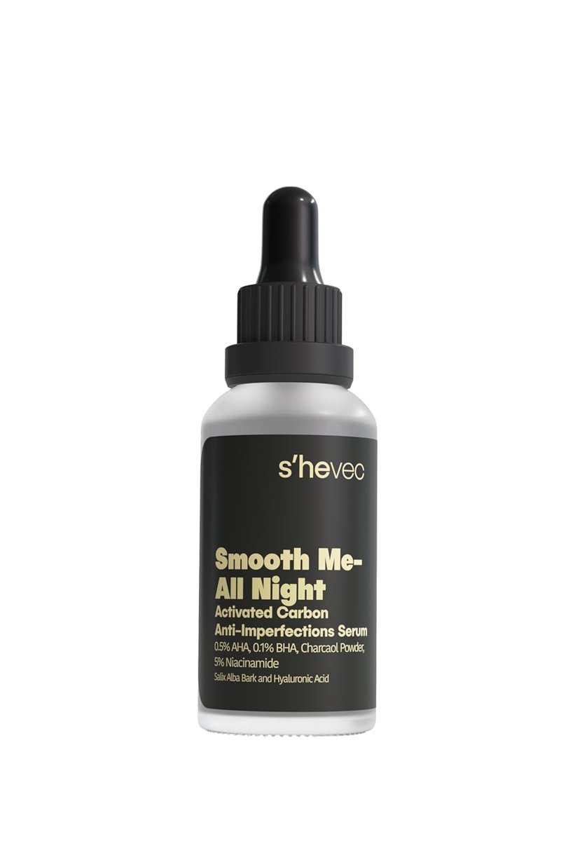 She Vec Smooth Me– All Nıght | Aktif Kömür İçeren Matlaştırıcı ve Cilt Kusur Görünümünü Azaltıcı Siyah Serum