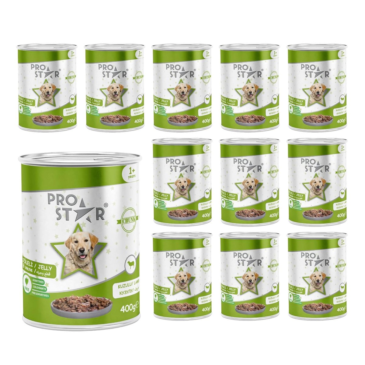 Prostar Yetişkin Köpek Kuzulu ve Jöleli Konserve Mama 400 Gr x 12 adet