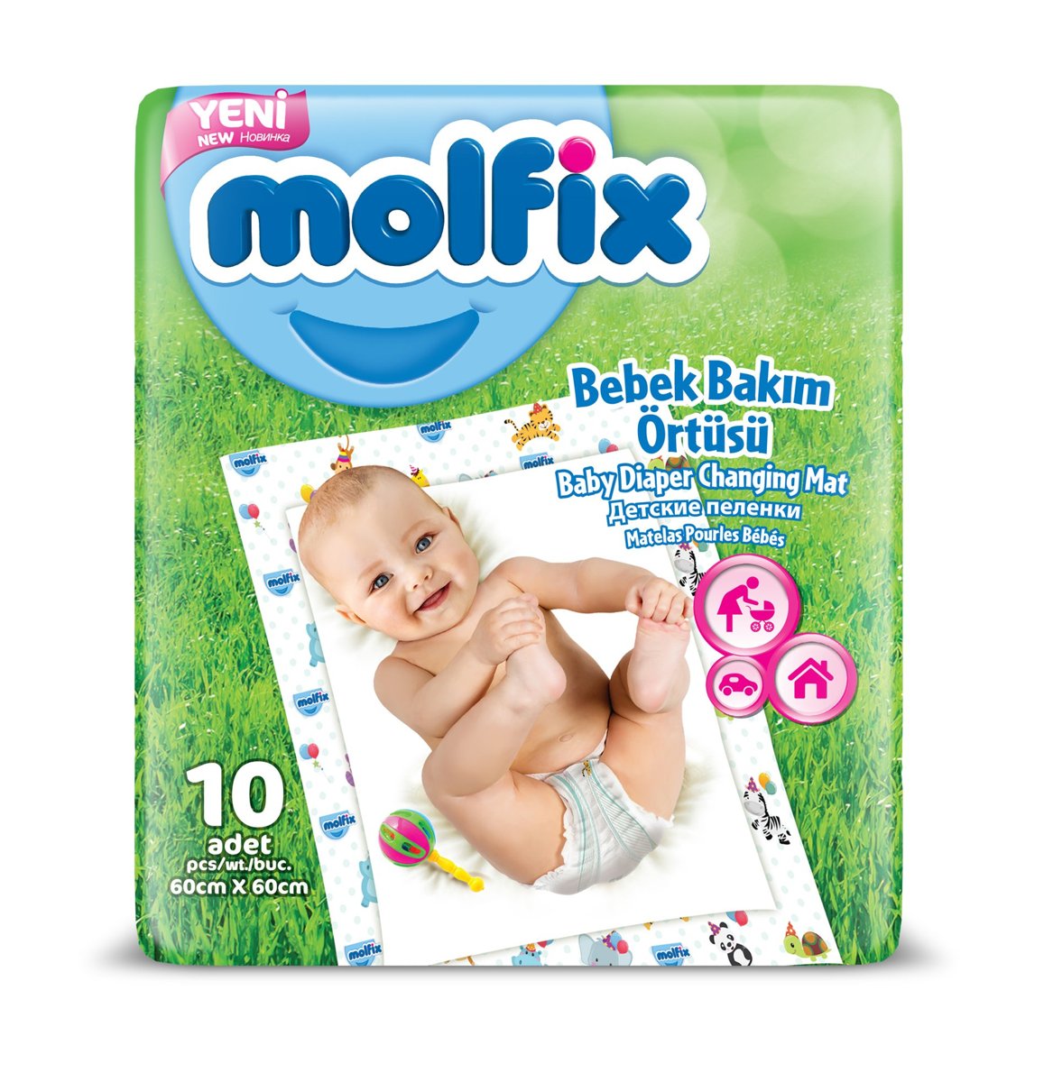 Molfix Alt Değiştirme Örtüsü, 60x60 cm, 10 Adet