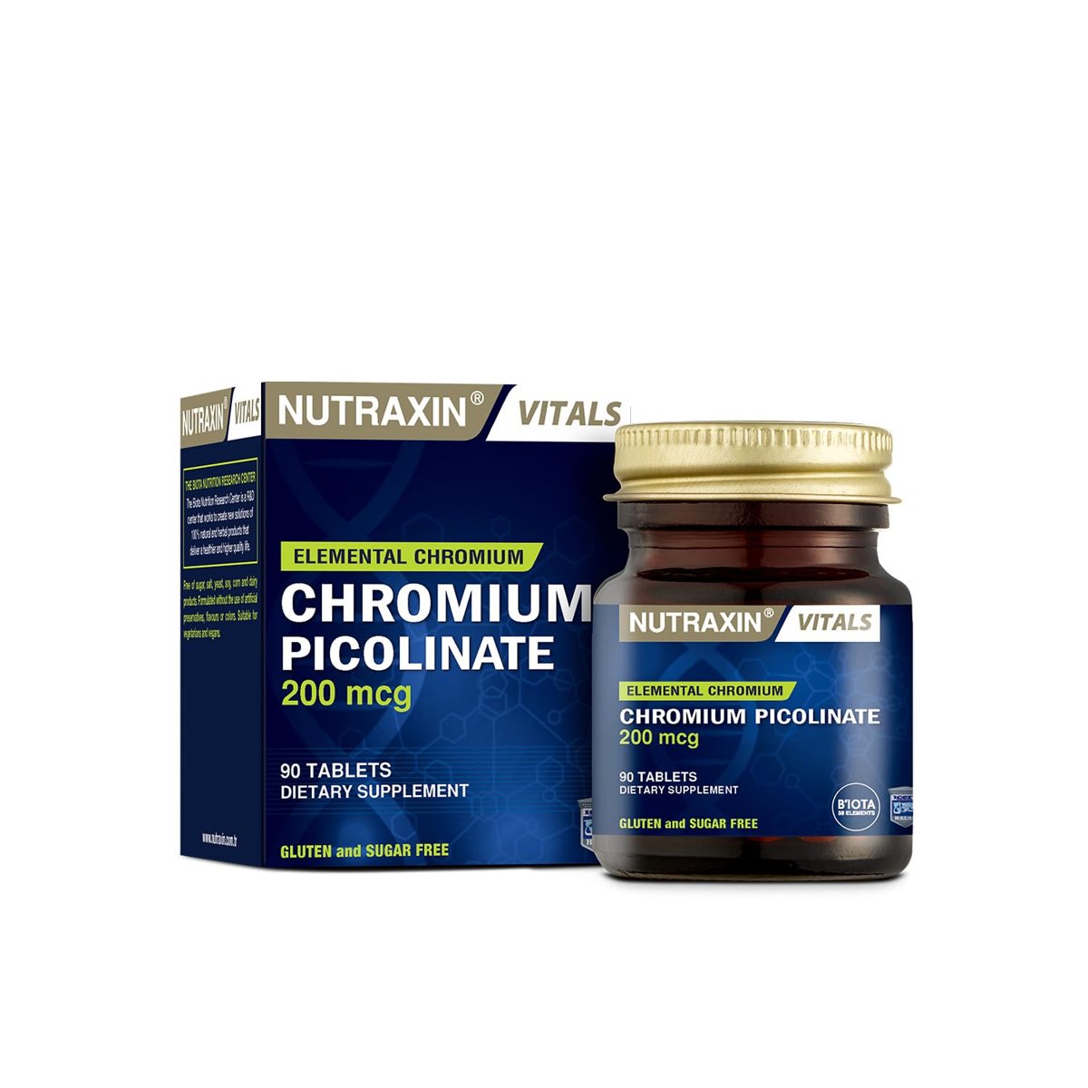 Nutraxin Vitals Chromum Picolinate 200 mcg 90 Tablet Takviye Edici Gıda