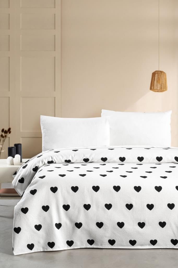 Mulberry Hamlet Çift Kişilik Pike Yatak Örtüsü 220x230 Siyah