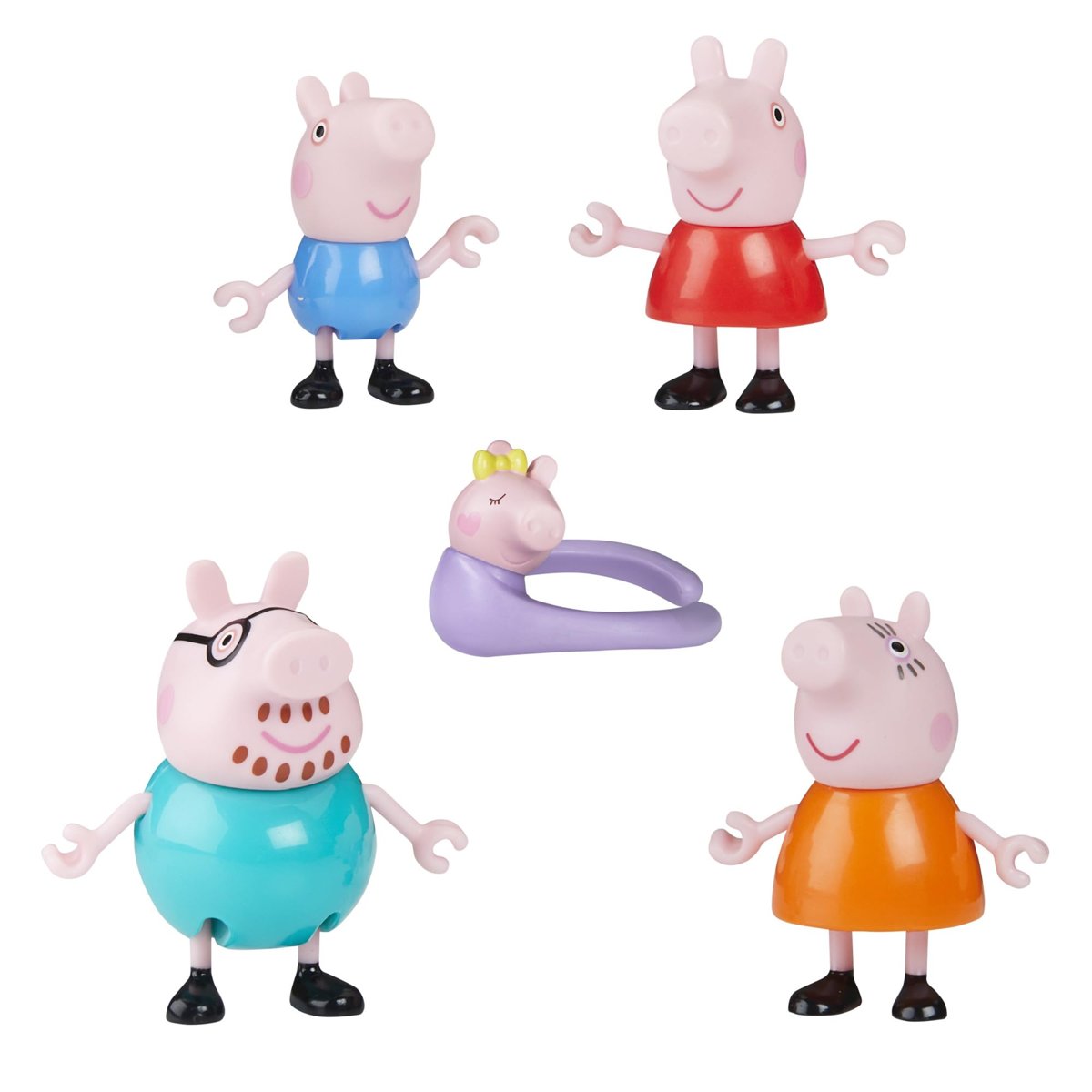 Peppa Pig Peppa'nın 5 Kişilik Ailesi ve Bebek Evie | El Ele Tutuşabilen Hareketli Figürler | 3 Yaş ve Üzeri Kız ve Erkek Çocuklar İçin Okul Öncesi Oyuncak