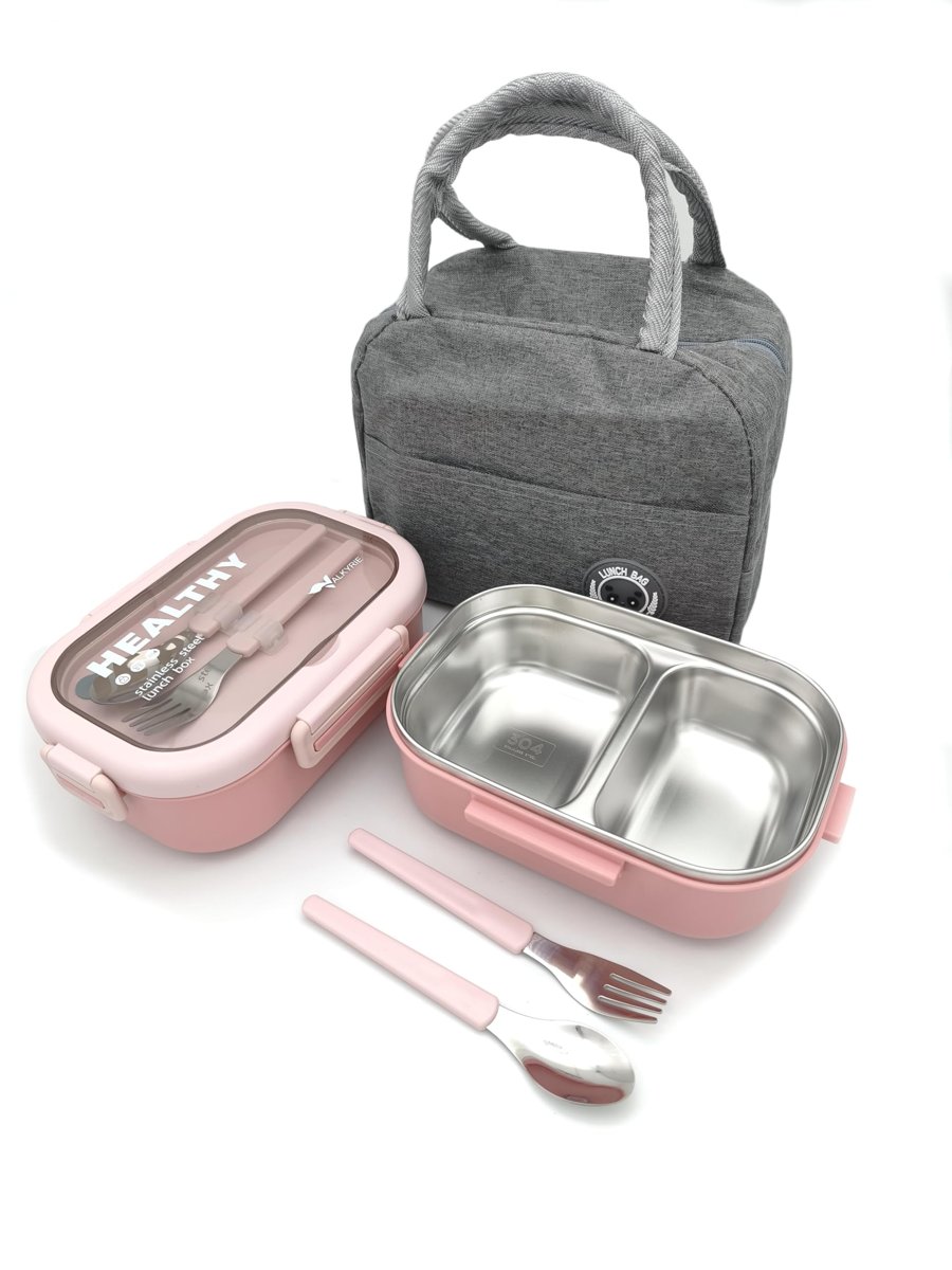 Valkyrie Isı Yalıtımlı Termal Çantalı Çelik Lunch Box – BPA’sız, Sızdırmaz, Çok Bölmeli Yemek Kabı Pembe