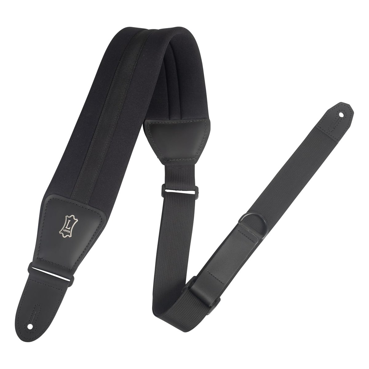 Levy's Leathers RipChord Hızlı Ayar Teknolojisine Sahip Sağ Yükseklikte Gitar Kayışı; 8,25 cm Geniş Neopren - Siyah (MRHGP-BLK)
