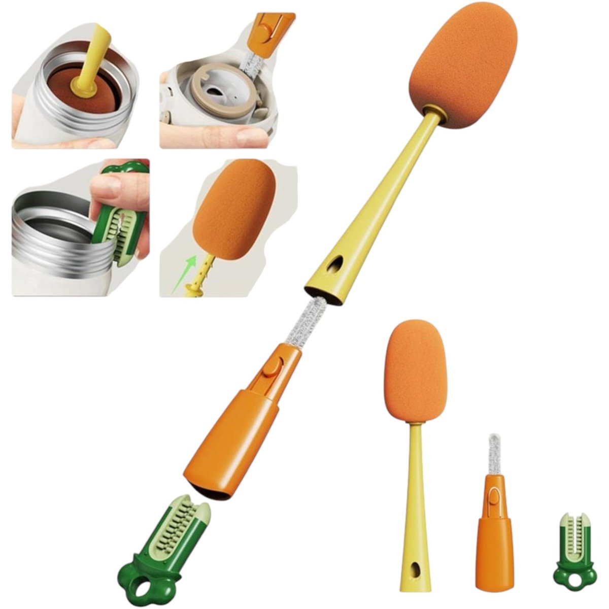AEE® 3'lü Biberon Temizleme Fırçası Seti Termos Kettle Sürahi Kavanoz Matara Süngeri Biberon Temizleyici