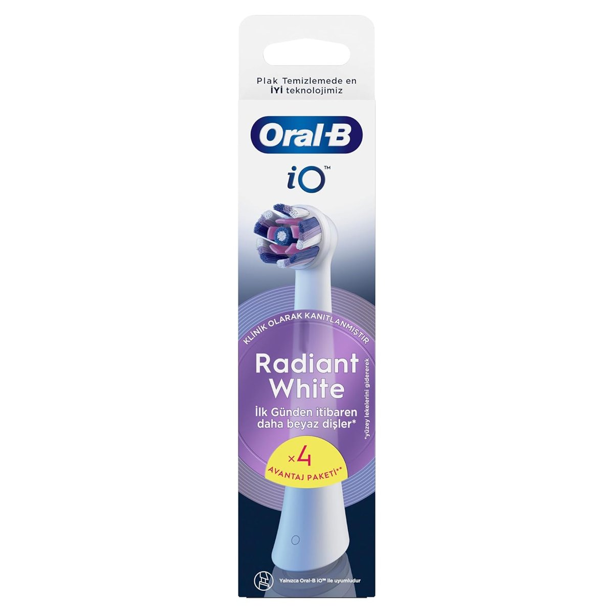 Oral-B iO Radiant White Beyaz Diş Fırçası Yedek Başlığı 4 Adet